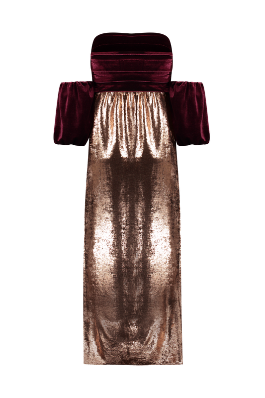 Vestido Aurora Cobre com Vinho
