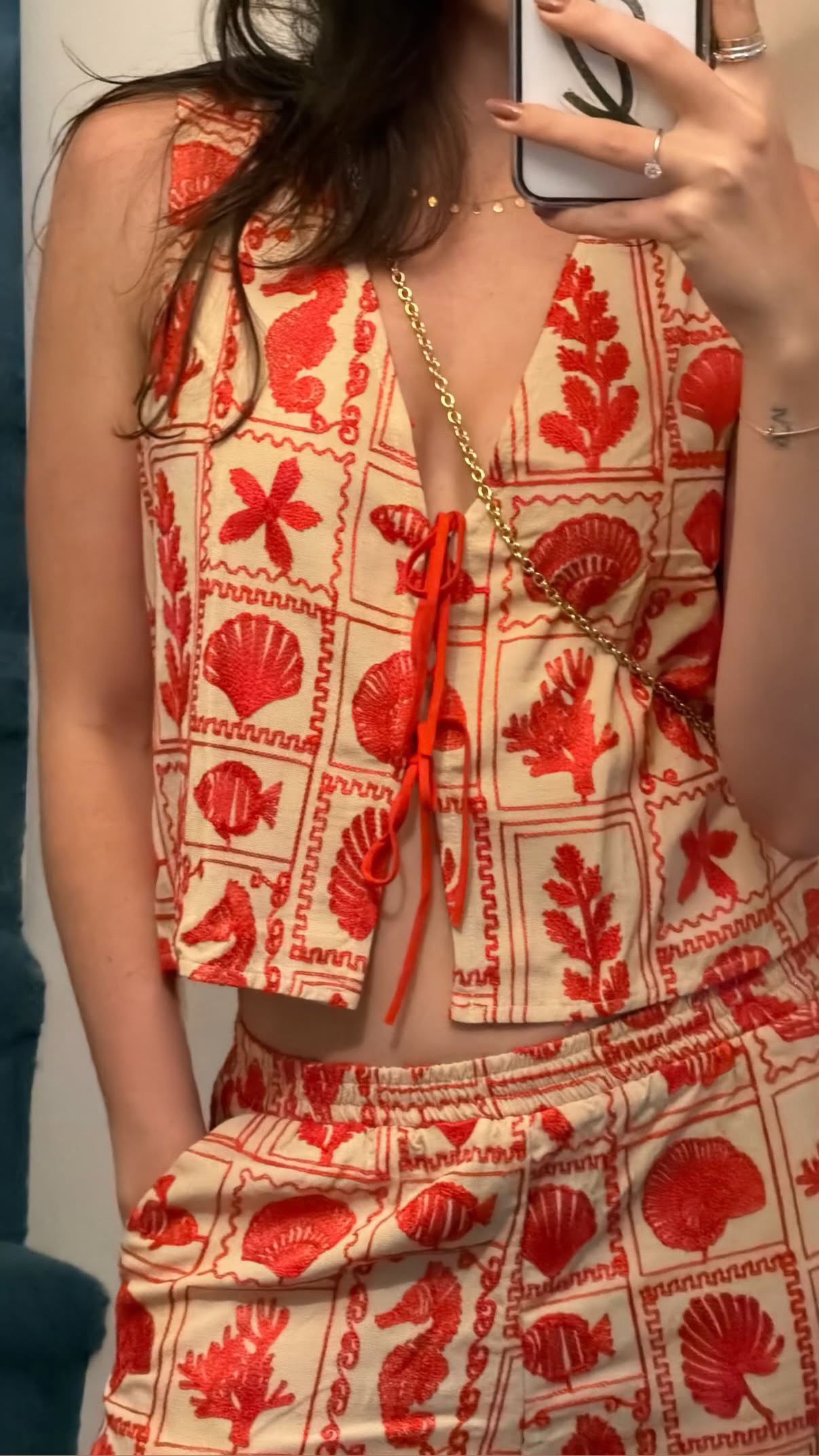 Blusa Lara Vermelho e Bege