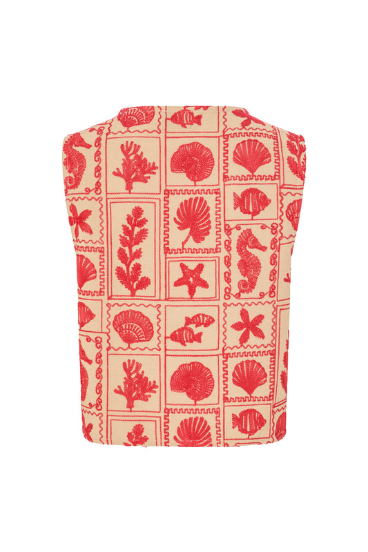 Blusa Lara Vermelho e Bege