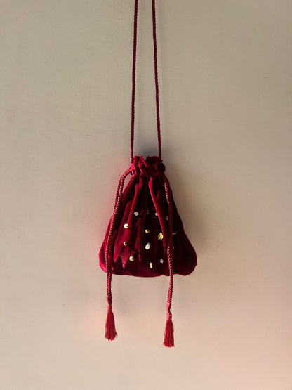 Bolsa Gabriela Vinho Bordado