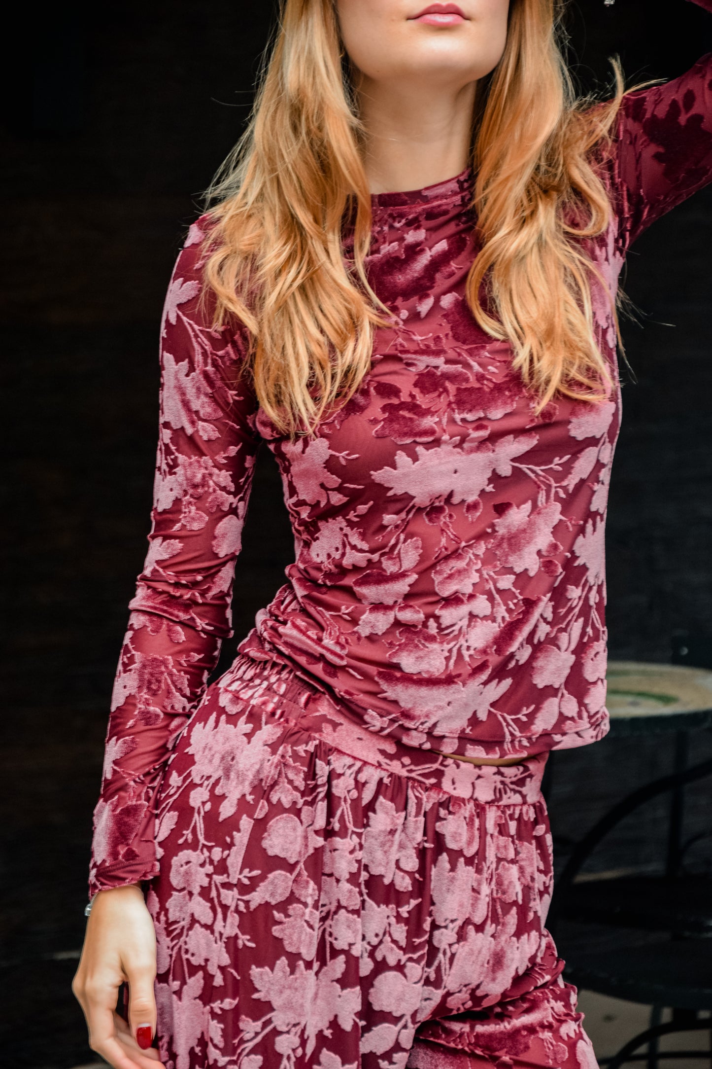 Blusa Flora Vinho