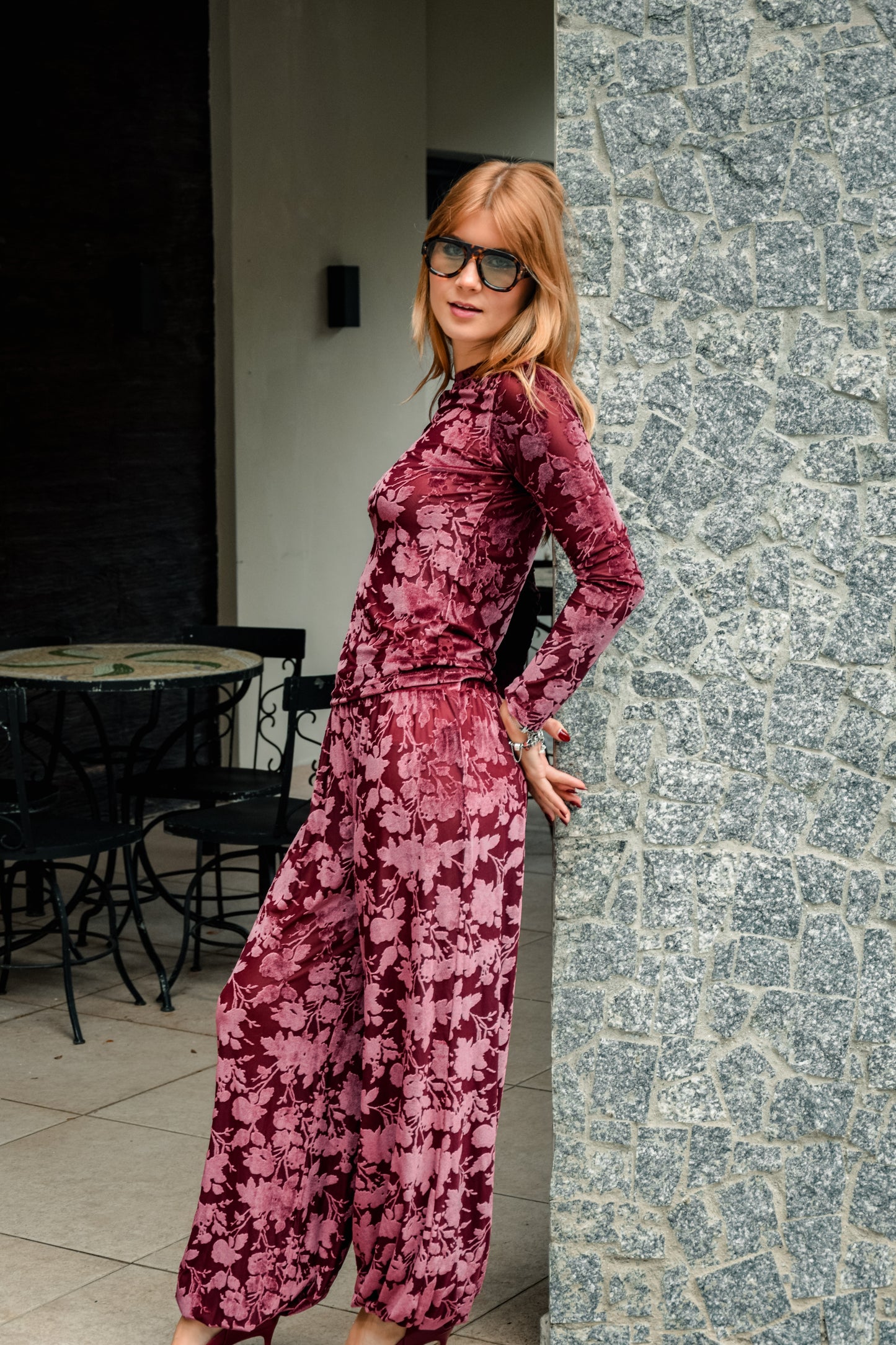 Calça Flora Vinho