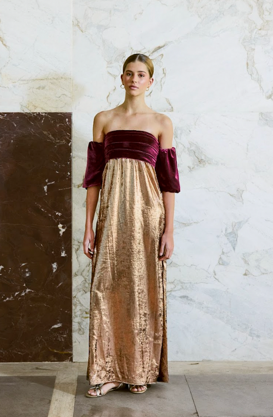 Vestido Aurora Cobre com Vinho