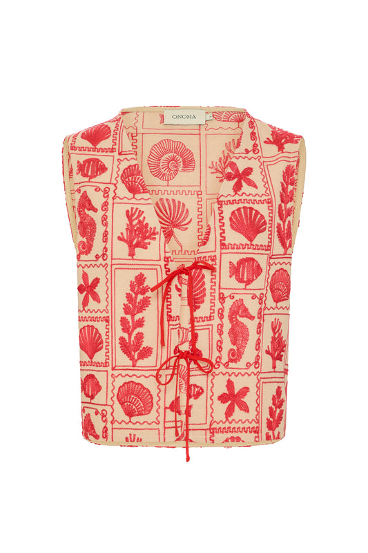 Blusa Lara Vermelho e Bege