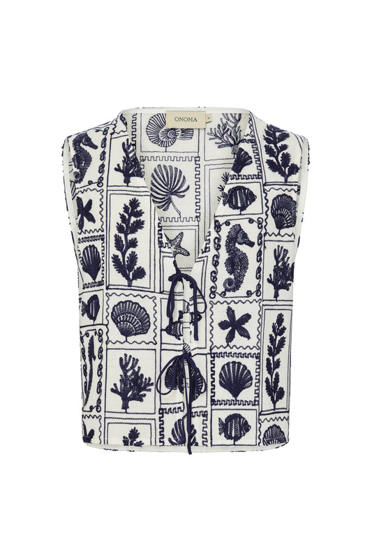 Blusa Lara Off White e Marinho